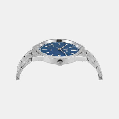 Fashion Men Quartz Blue Dial Analog Stainless Steel Watch TWTG12601