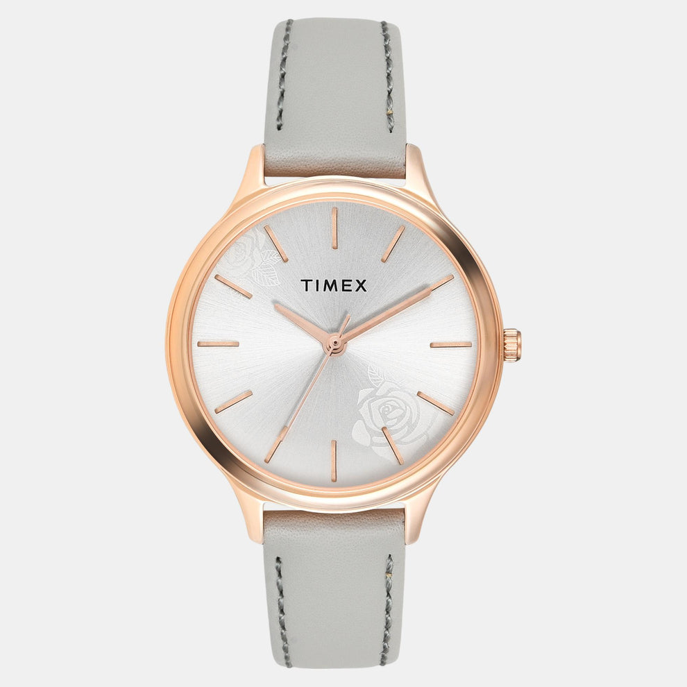 Fashion Women Quartz Silver Dial Analog Leather Watch TWTL12104