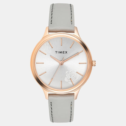 Fashion Women Quartz Silver Dial Analog Leather Watch TWTL12104