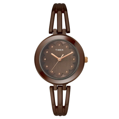 Timex Women Brown Round Analog Brass Dial Watch - TWTL10313