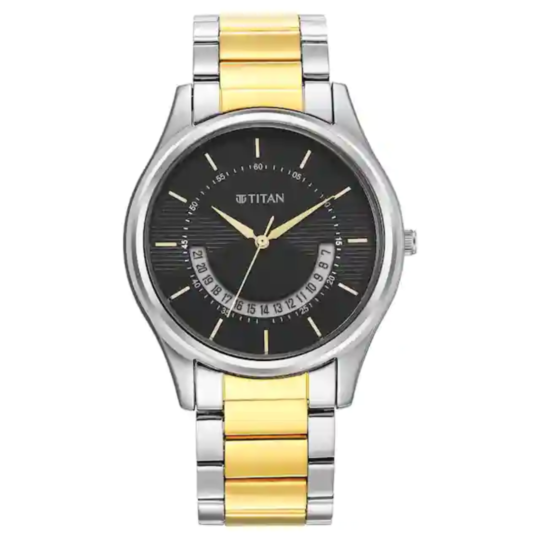 Titan Men's Multifunction Karishma: Two-Tone Steel Elegance Watch