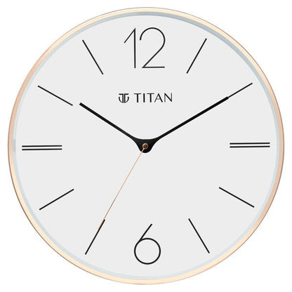 Titan Metallic Wall Clock White Dial with Rose Gold Sleek frame and Silent Sweep Technology - 40.0 cm x 40.0 cm (Large)