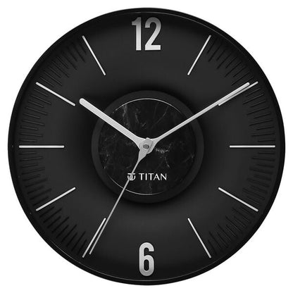 Titan Earth Flare Wall Clock - Black Marble Texture