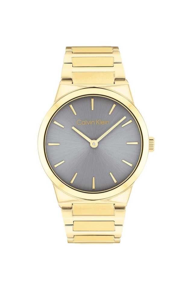 Linear Elegance Quartz Basic Slim Grey Round Dial Women's Watch - 25100082
