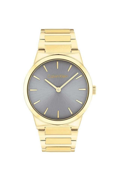 Linear Elegance Quartz Basic Slim Grey Round Dial Women's Watch - 25100082