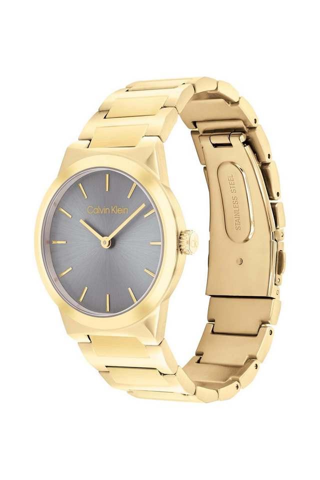 Linear Elegance Quartz Basic Slim Grey Round Dial Women's Watch - 25100082