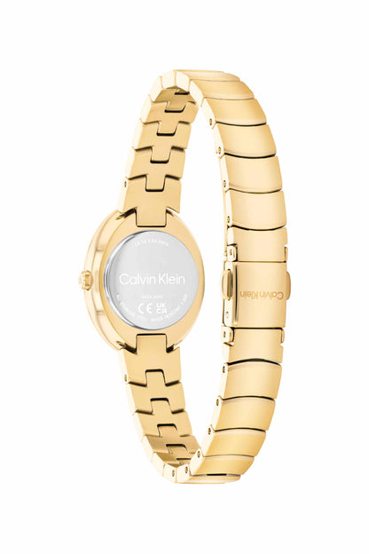Twisted Bezel Gold Dial Stainless Steel Analogue Watch For Women - 25100147
