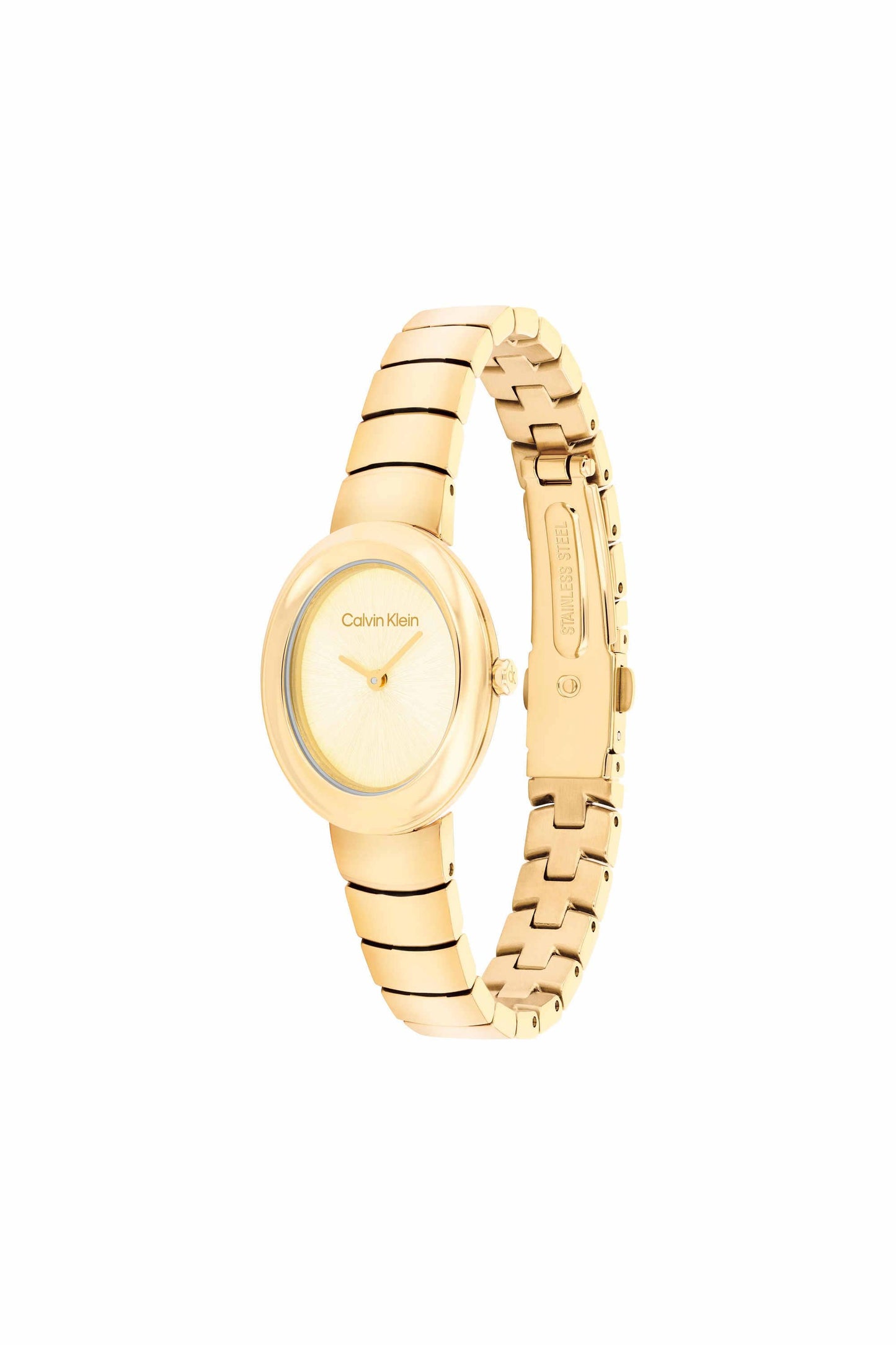Twisted Bezel Gold Dial Stainless Steel Analogue Watch For Women - 25100147