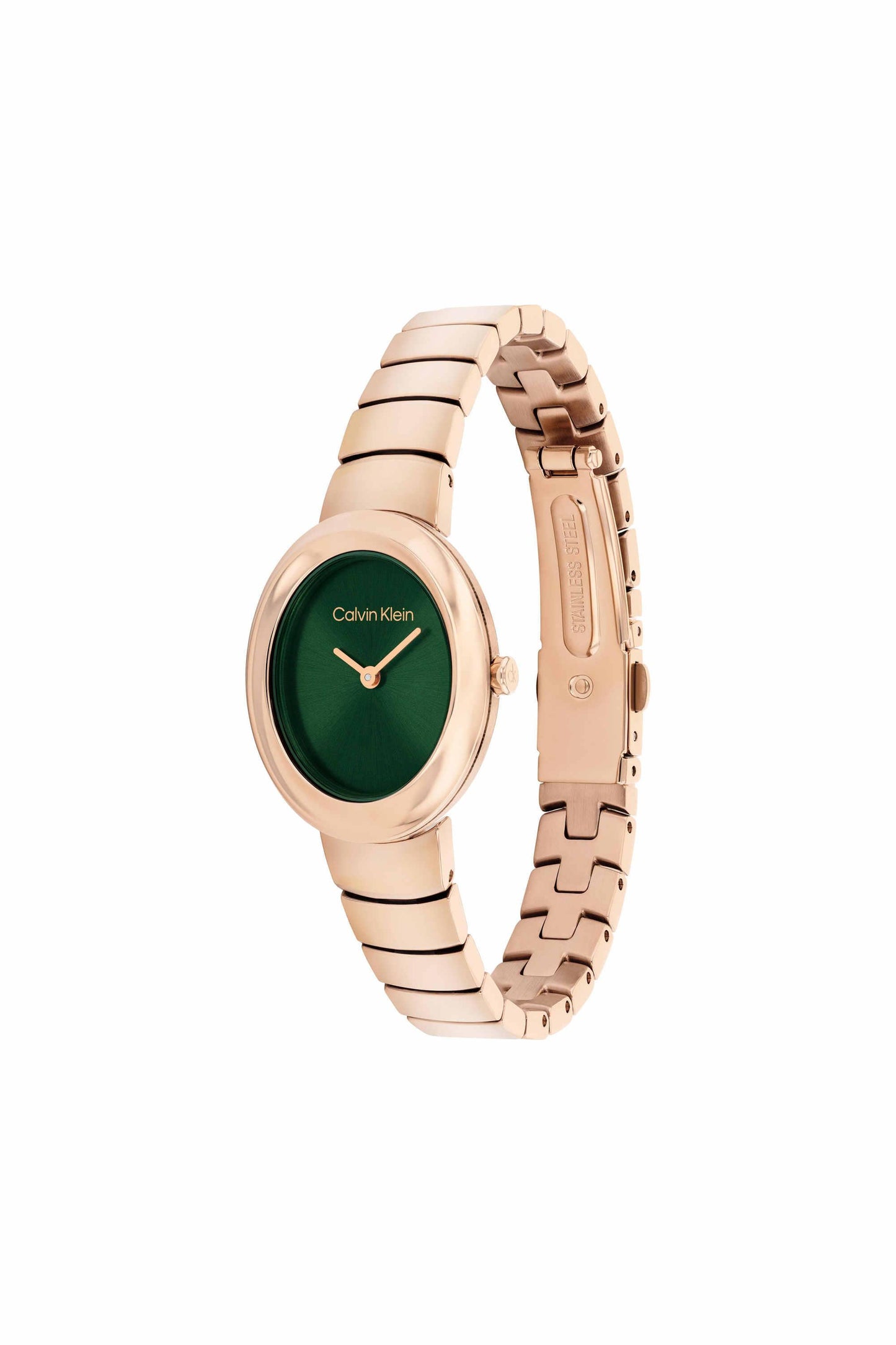 Twisted Bezel Women Quartz Green Dial Analog Stainless Steel Watch 25100148