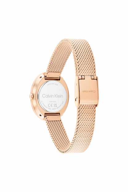 Twisted Bezel Women Quartz Carnation Gold Dial Analog Stainless Steel Watch 25100153