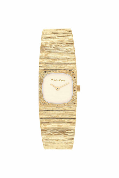 Sophisticated Square Women Quartz Champagne Dial Analog Stainless Steel Watch 25100178