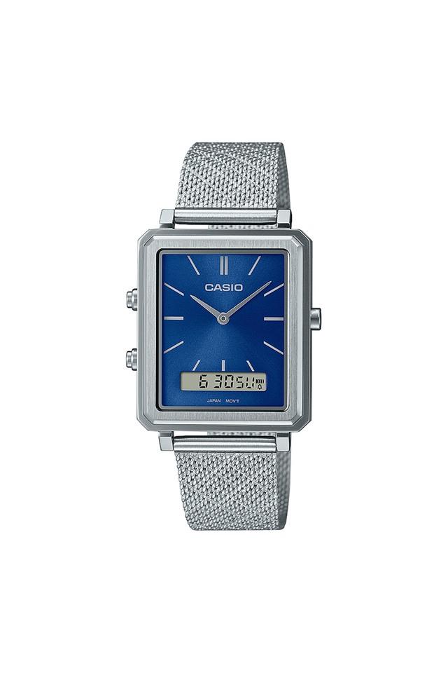 Mens 48.5 x 45.4 x 11.8 mm Enticer Men Collection-MTP-B205M-2EDF Blue Dial Stainless Steel Mesh Band Watch - A2086