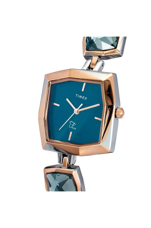 Womens 32.58 mm Fria Blue Dial Two-tone Brass Bracelet Analog Display Watch - TWEL16102