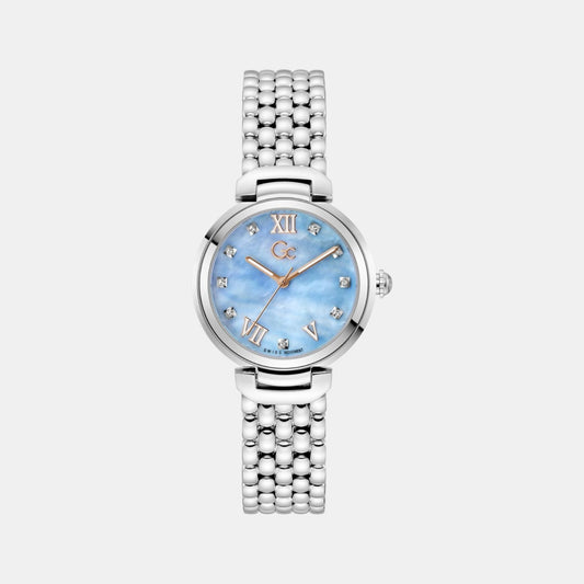 Dress Women Quartz Blue Mother Of Pearl Dial Analog Stainless Steel Watch Z64003L3