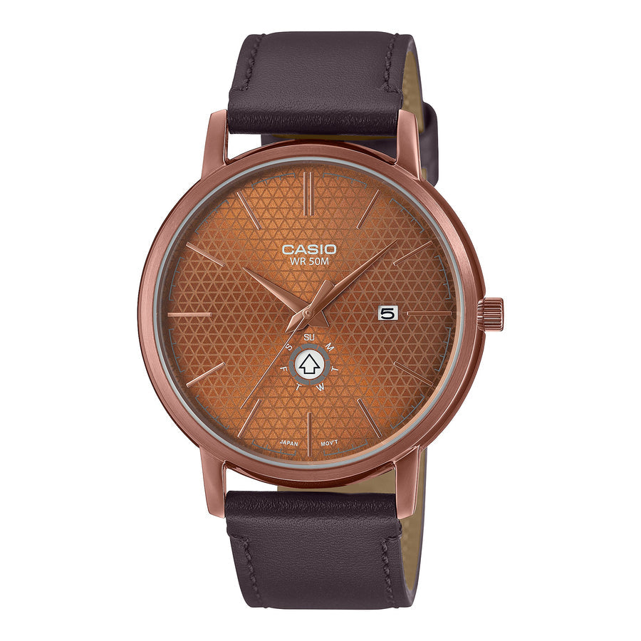 Casio Enticer Leather Analog Mineral Glass, MTP-B125RL-5AVDF-A2054