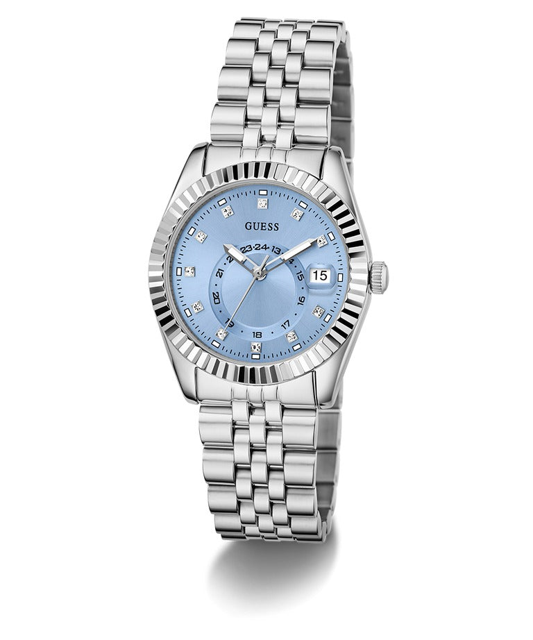 GUESS Ladies Silver Tone Multi-function Date Watch Women's Watch, GW0936L1