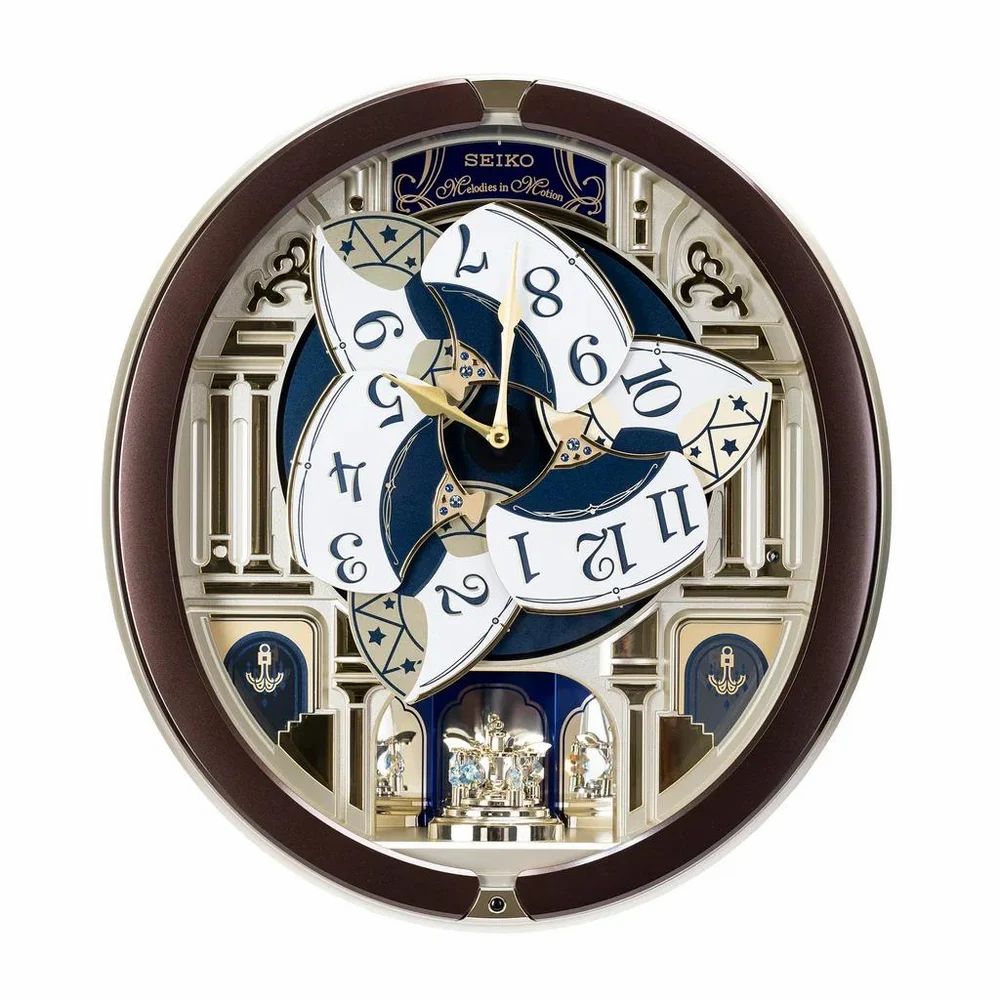 Analog Seiko QXM356BT Melodies Motion Luxury Home Decor Wall Clock