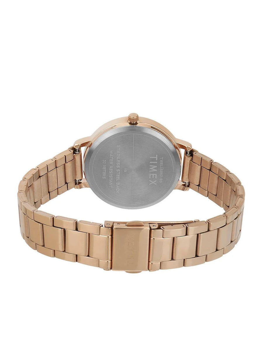 Timex Women Pink Round Analog Brass Dial Watch- TWEL15807
TWEL15807
