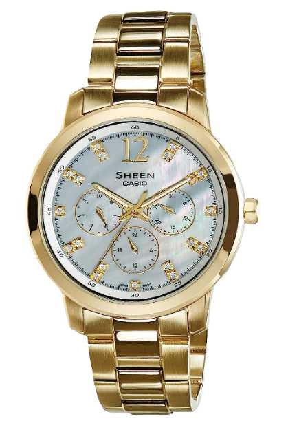 Casio Sheen Analog White Dial Women's Watch SHE3802GD7ADR (SX050)