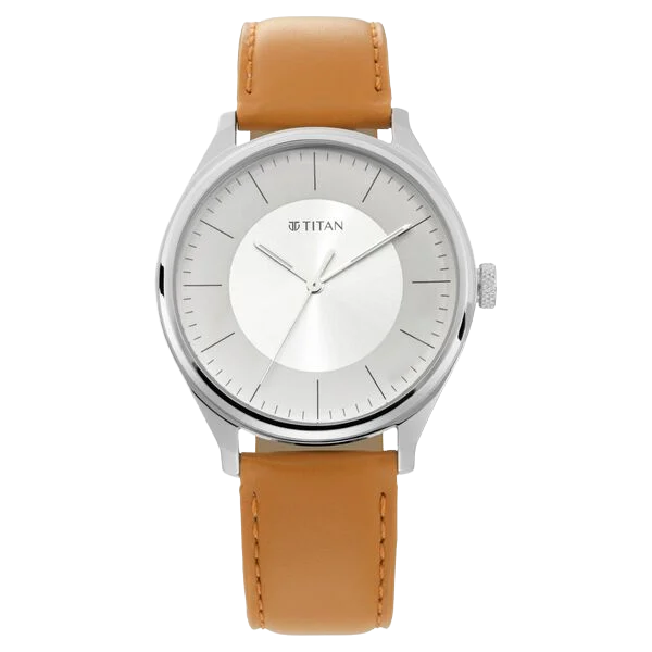 Titan Men's Urban Edge Lustrous White Dial Leather Watch 1802sl07