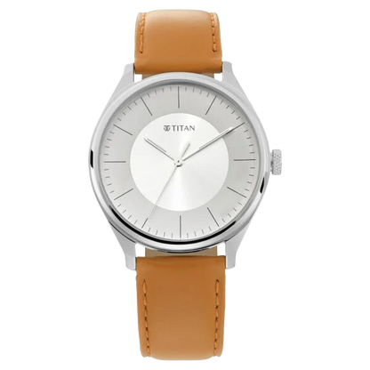 Titan Men's Urban Edge Lustrous White Dial Leather Watch 1802sl07
