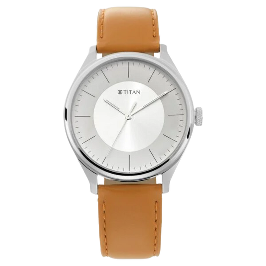 Titan Men's Urban Edge Lustrous White Dial Leather Watch 1802sl07