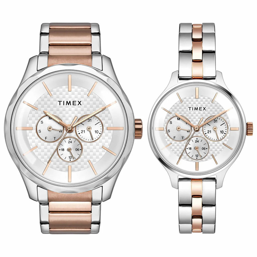 Timex Fashion Collection Premium Quality Multifunction Pair's Analog Quartz Watch - TW00PR291