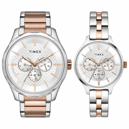 Timex Fashion Collection Premium Quality Multifunction Pair's Analog Quartz Watch - TW00PR291