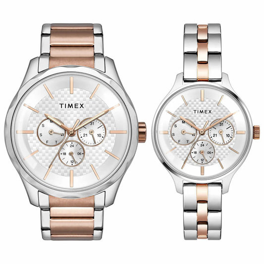 Timex Fashion Collection Premium Quality Multifunction Pair's Analog Quartz Watch - TW00PR291