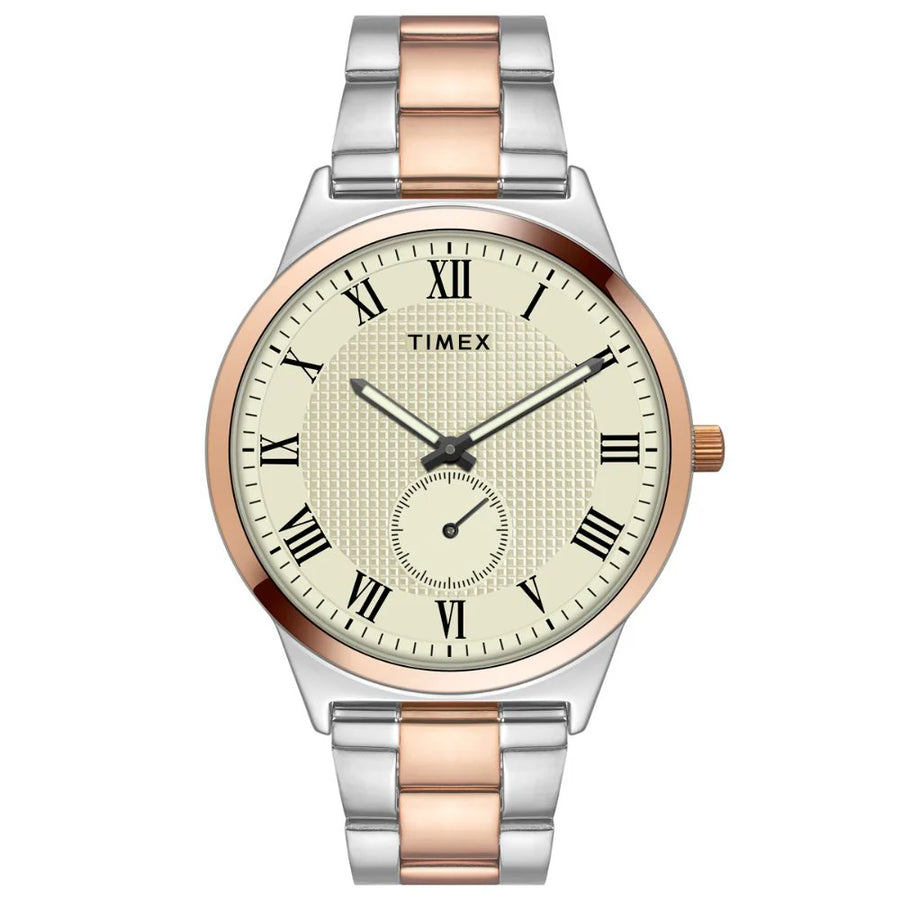 Timex Men Beige Round Analog Brass Dial Watch- TWTG10008
TWTG10008